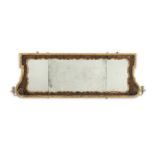 A walnut and parcel-gilt rectangular overmantel mirror George I and later