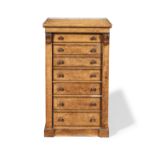 A Victorian pollard oak secretaire Wellington chest