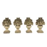 A set of four reconstituted stone urns (4)