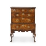 A walnut chest-on-standEarly 18th century and later