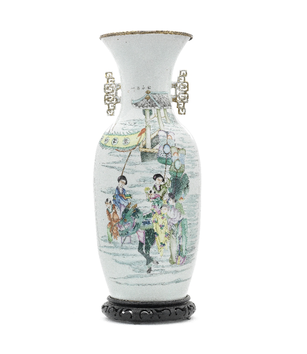A Chinese famille rose baluster vase - Image 2 of 2