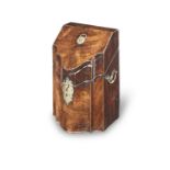A small George III mahogany, boxwood and ebony chevron strung serpentine knife box
