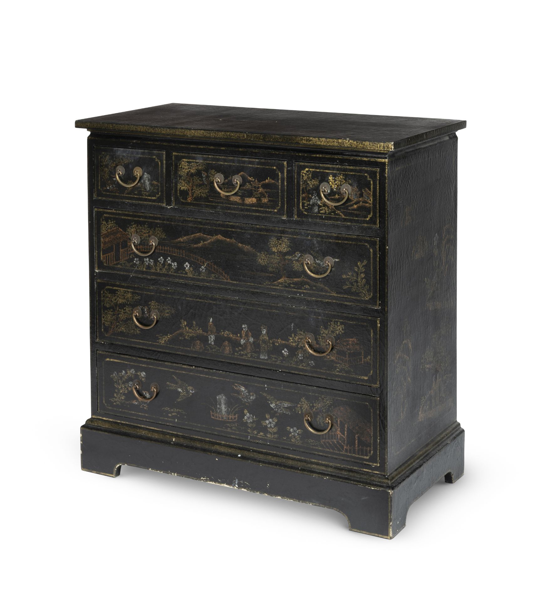 A black and gilt decorated chestOf recent manufacture in the George III style