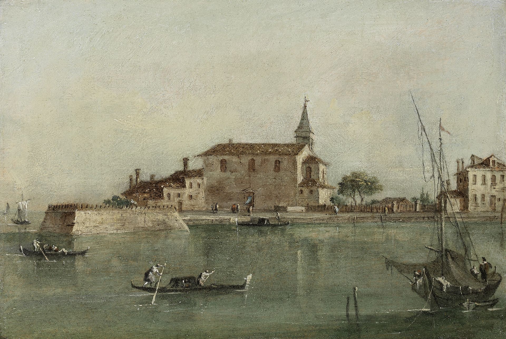 Francesco Guardi (Venice 1712-1793) A view of Isola di Poveglia, Venice; and Santo Spirito, Venic...