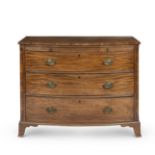 A late George III mahogany and rosewood crossbanded bowfront chest