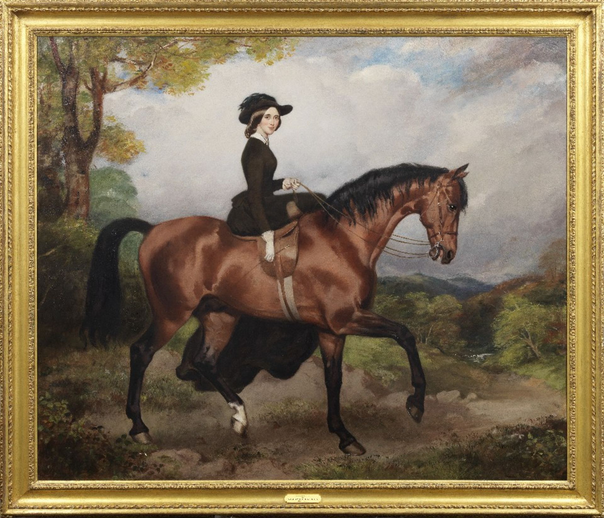 William Osborne, RHA (Irish, 1823-1901) Equestrian portrait of Sarah Conolly of Castletown, mount... - Image 2 of 2