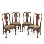 A set of four George I walnut chairsProbably Irish (4)