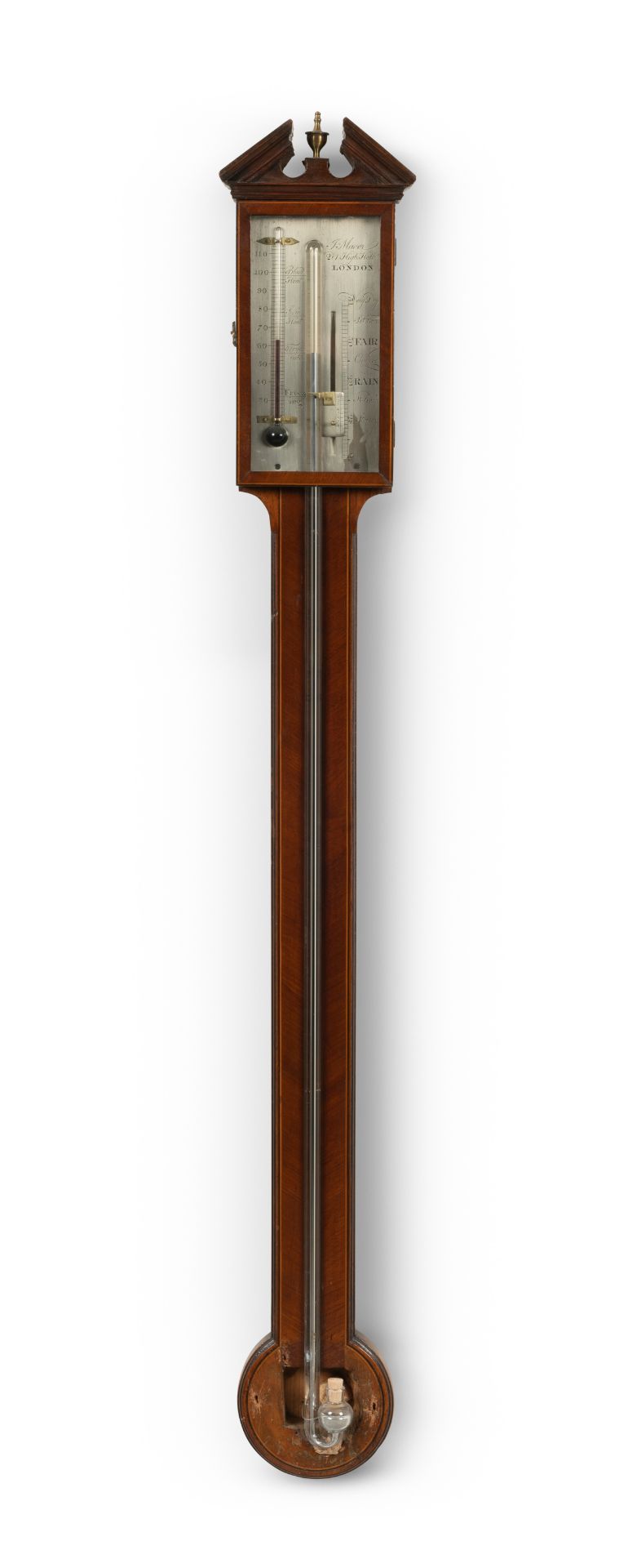An early 19th century boxwood-strung mahogany stick barometer J. MAVER, 281 HIGH HOLBORN, LONDON