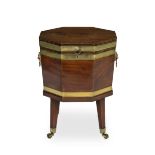 A George III mahogany and brass-bound octagonal cellaret