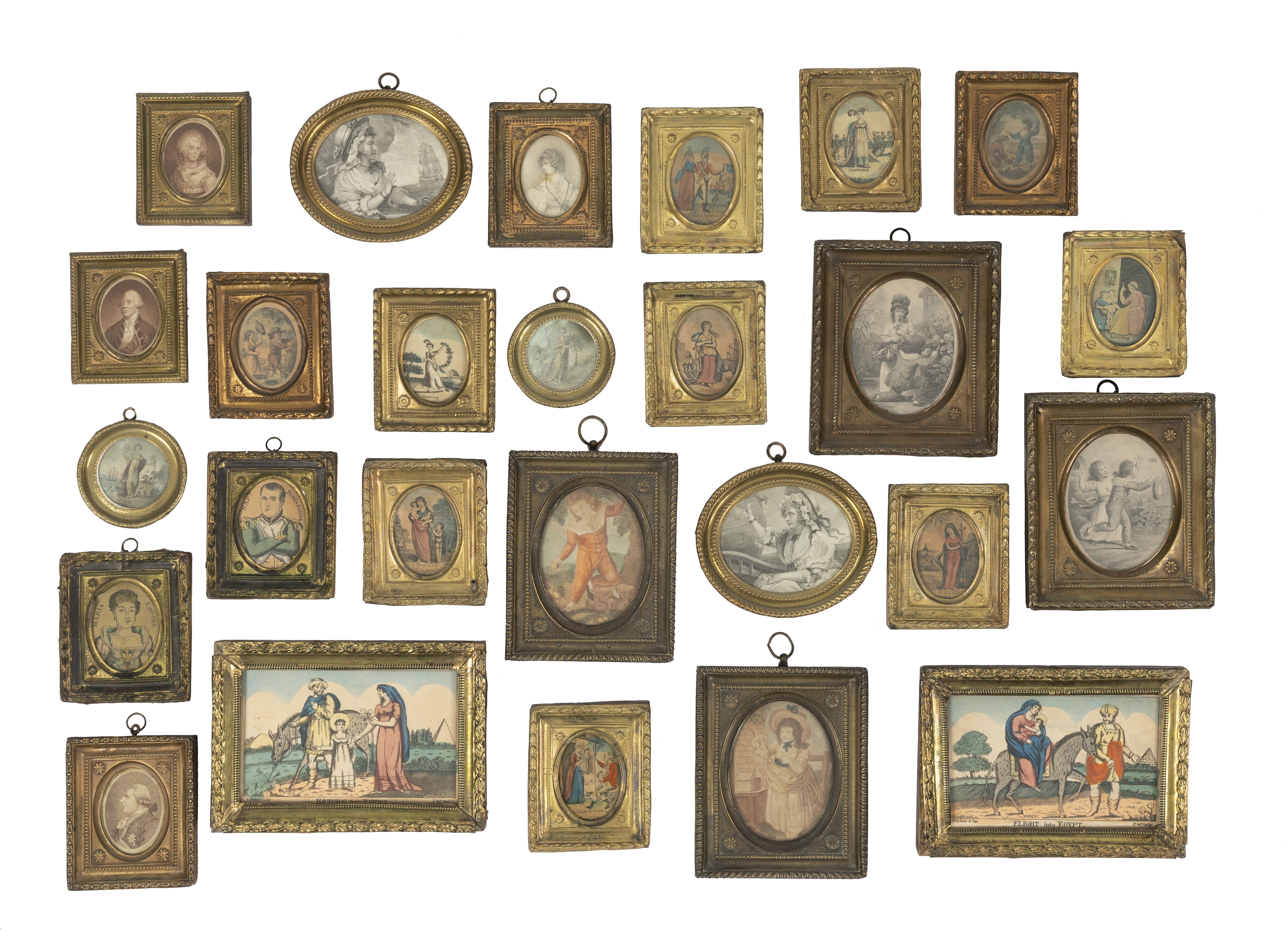 A collection of miniature frames enclosing various engravings 19th century (26)