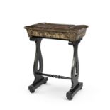 A Chinese export black and gold lacquered work-table19th century and later