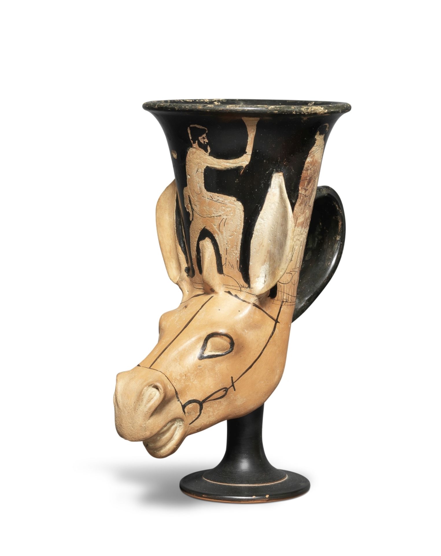 An Attic red-figure donkey rhyton