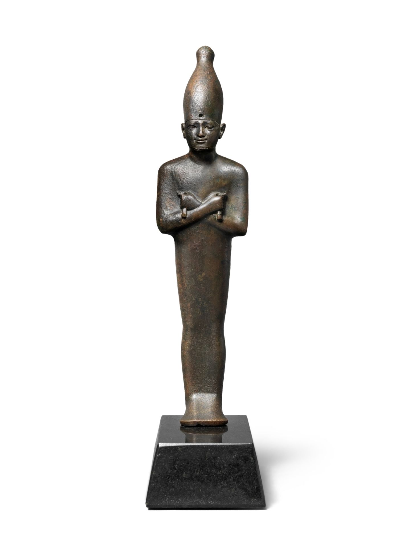 An Egyptian standing bronze figure of Osiris