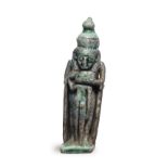 An Egyptian green glazed steatite syncretic amulet of Mut
