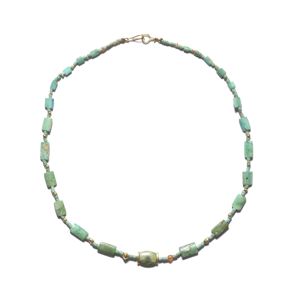 A Bactrian turquoise bead necklace