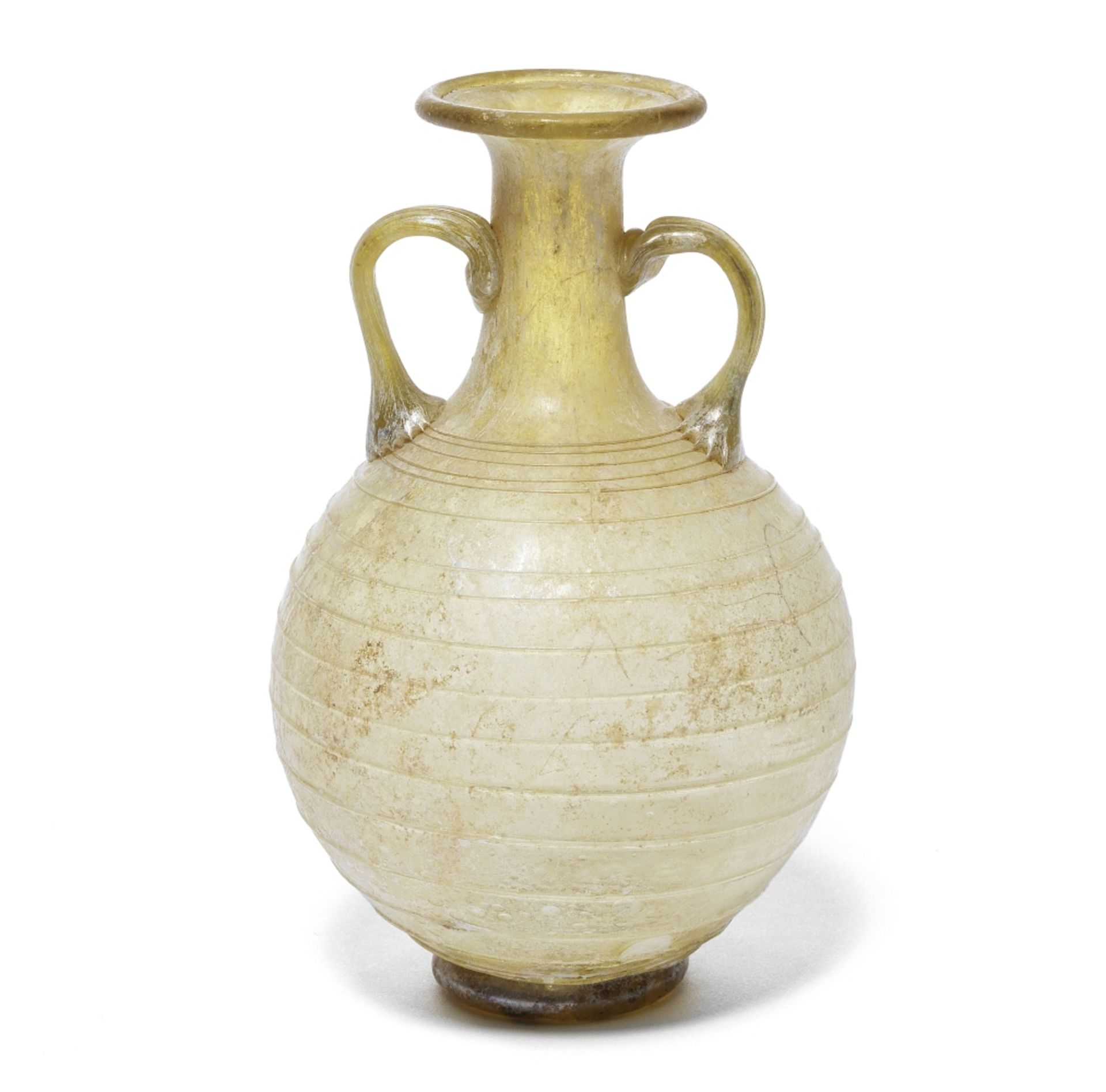 A Roman yellow-green glass amphoriskos