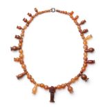 An Egyptian carnelian and jasper bead necklace