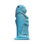 An Egyptian turquoise glazed faience amulet of Imsety