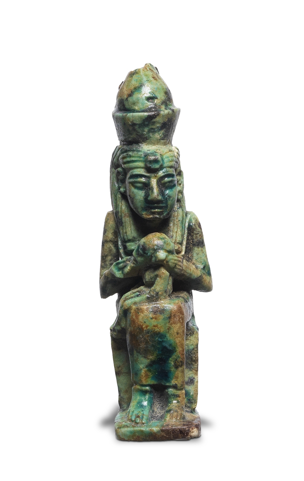 An Egyptian green glazed steatite amulet of Mut