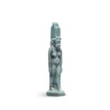 A small Egyptian blue-green faience amulet of Isis