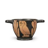 A Greek red-figure owl skyphos