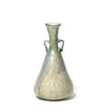 A Roman blue-green glass flask