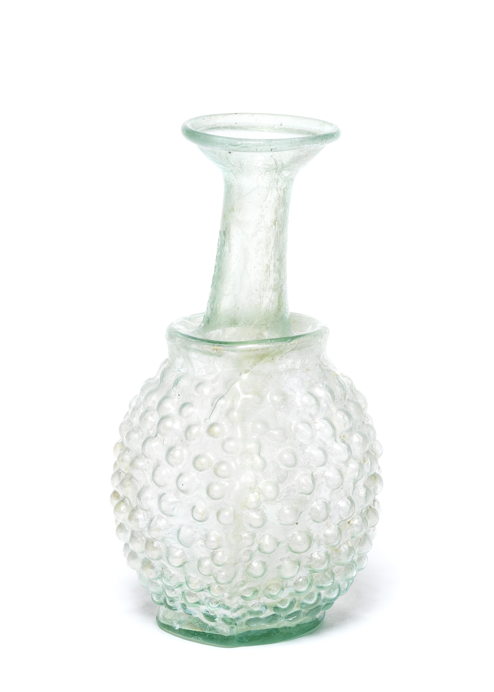 A Roman pale green glass grape flask