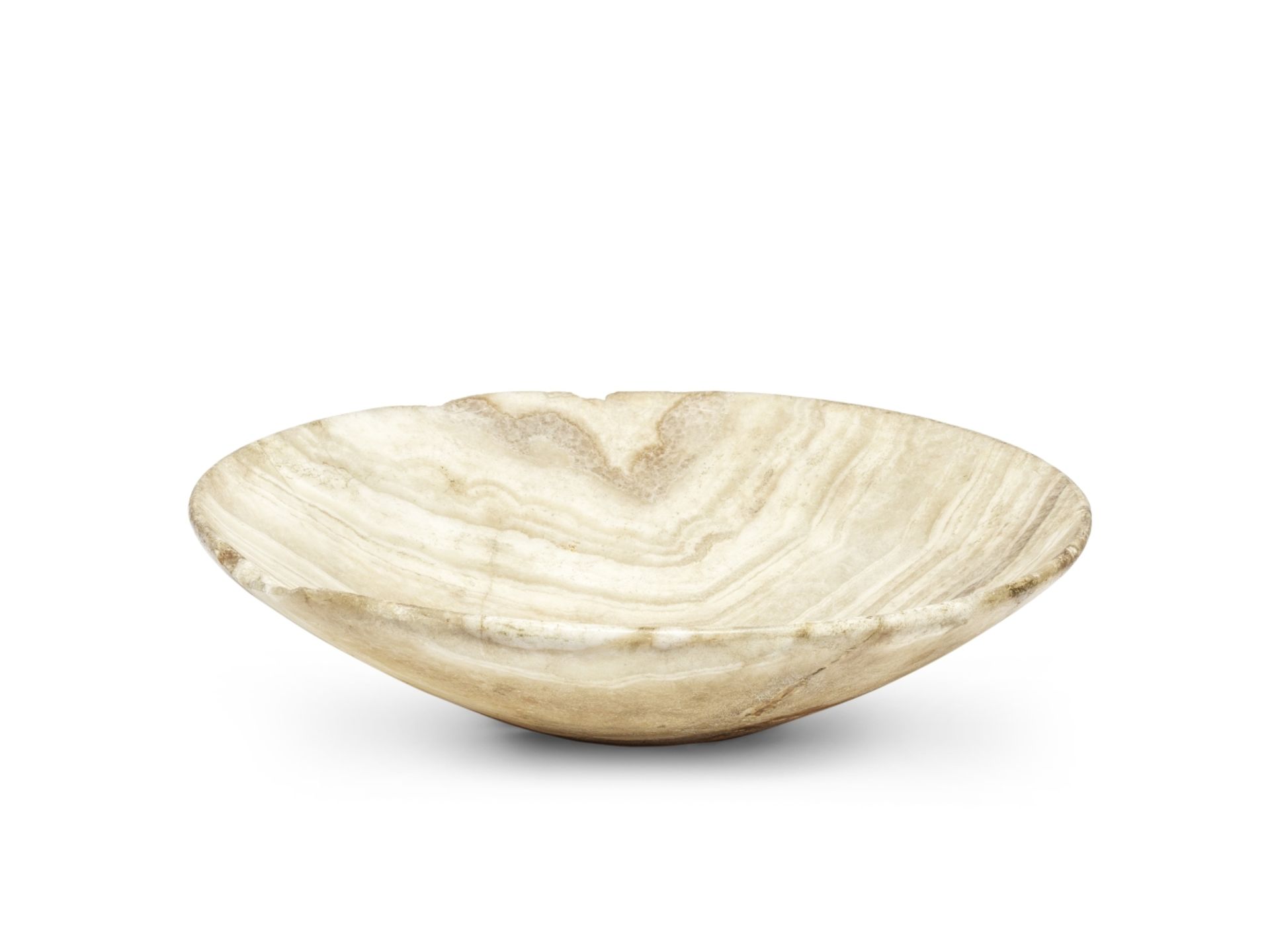 A large Egyptian alabaster shallow bowl