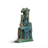 An Egyptian turquoise glazed faience amulet of Sekhmet