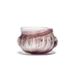 A Roman streaky purple glass ribbed bowl