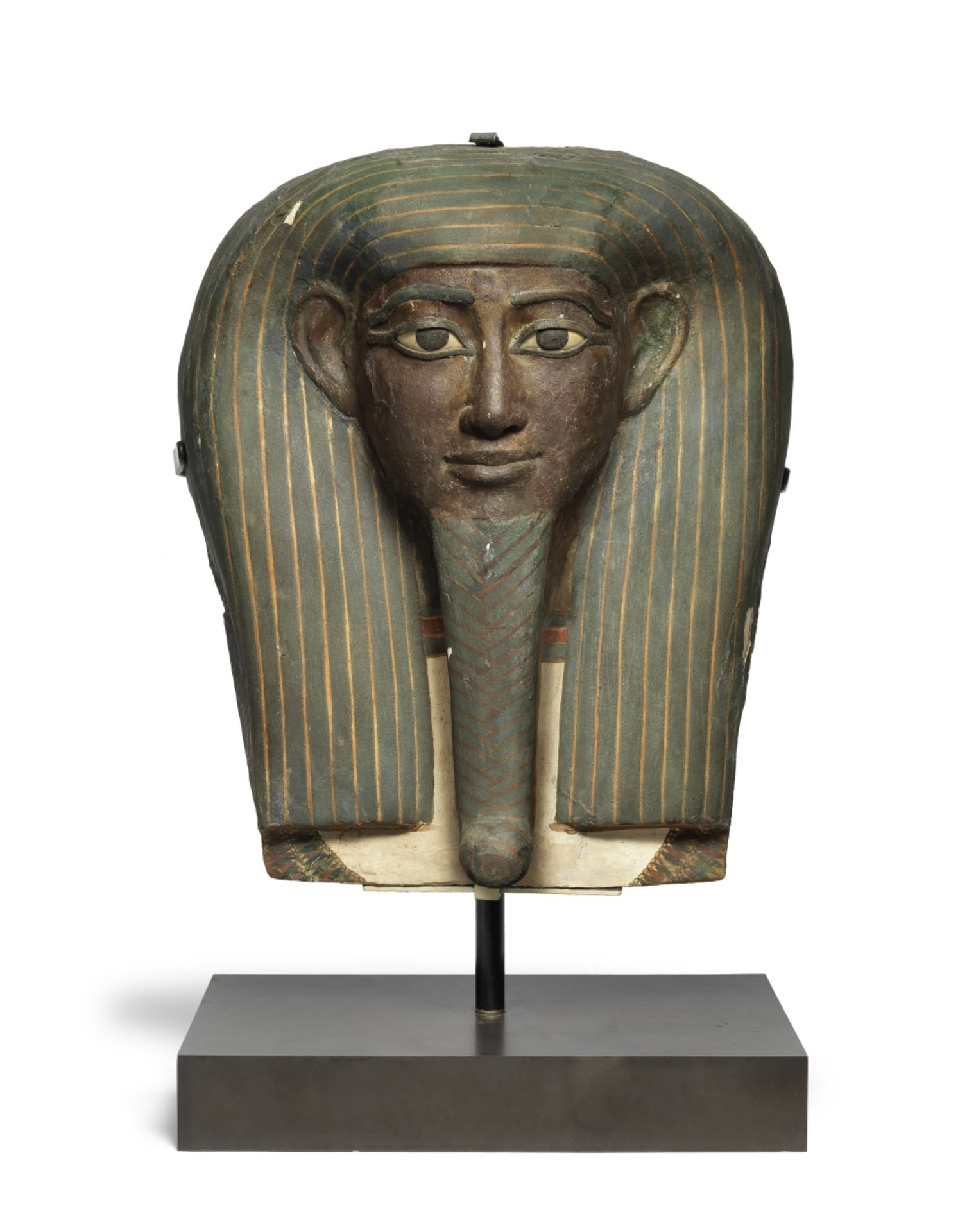 An Egyptian polychrome wood mummy mask