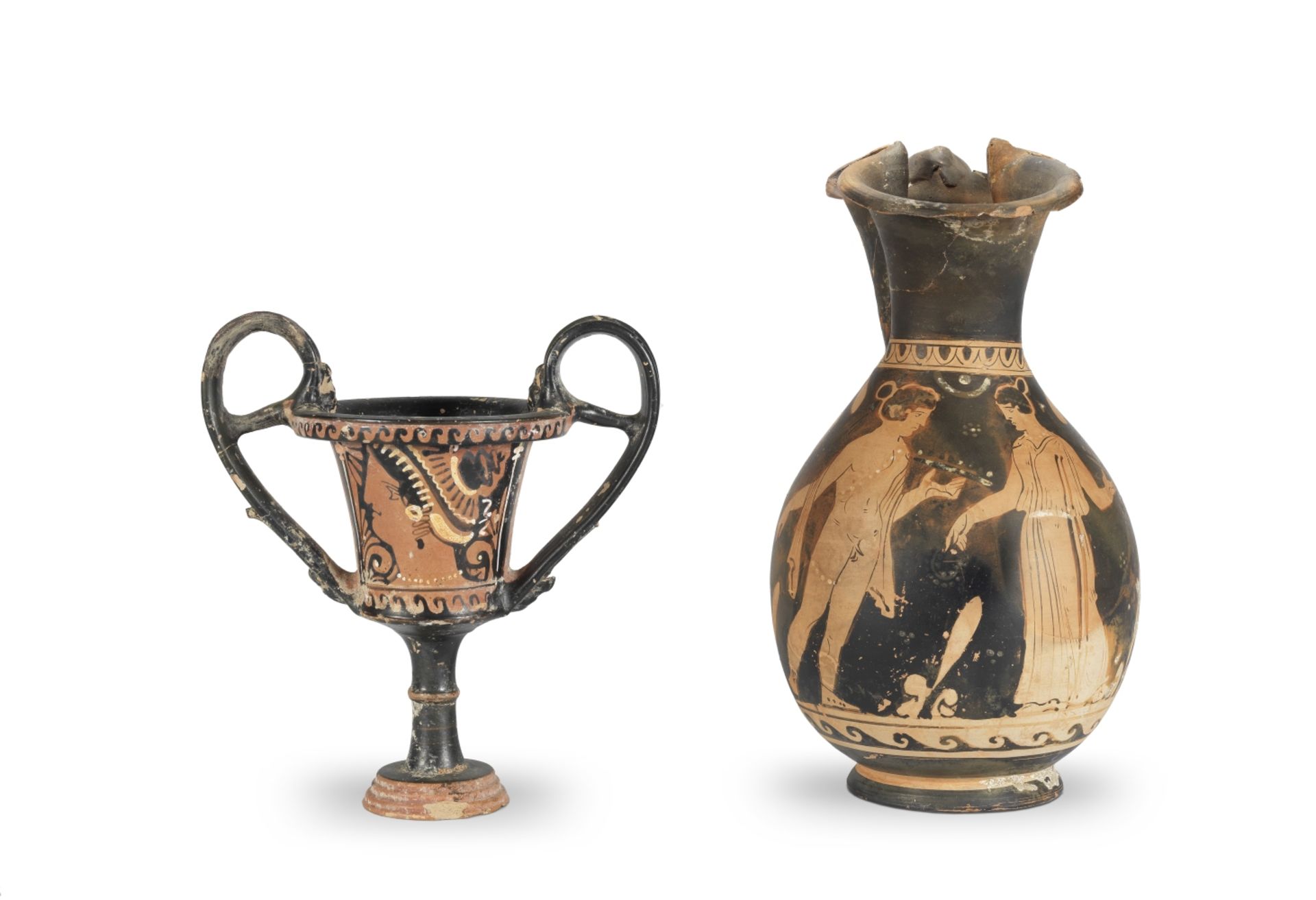 A Greek red-figure kantharos and oinochoe 2