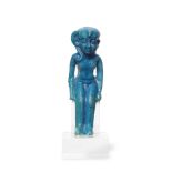 An Egyptian turquoise blue glazed faience amulet of Horus the Child