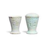 Two Egyptian pale blue glazed faience funerary cups 2