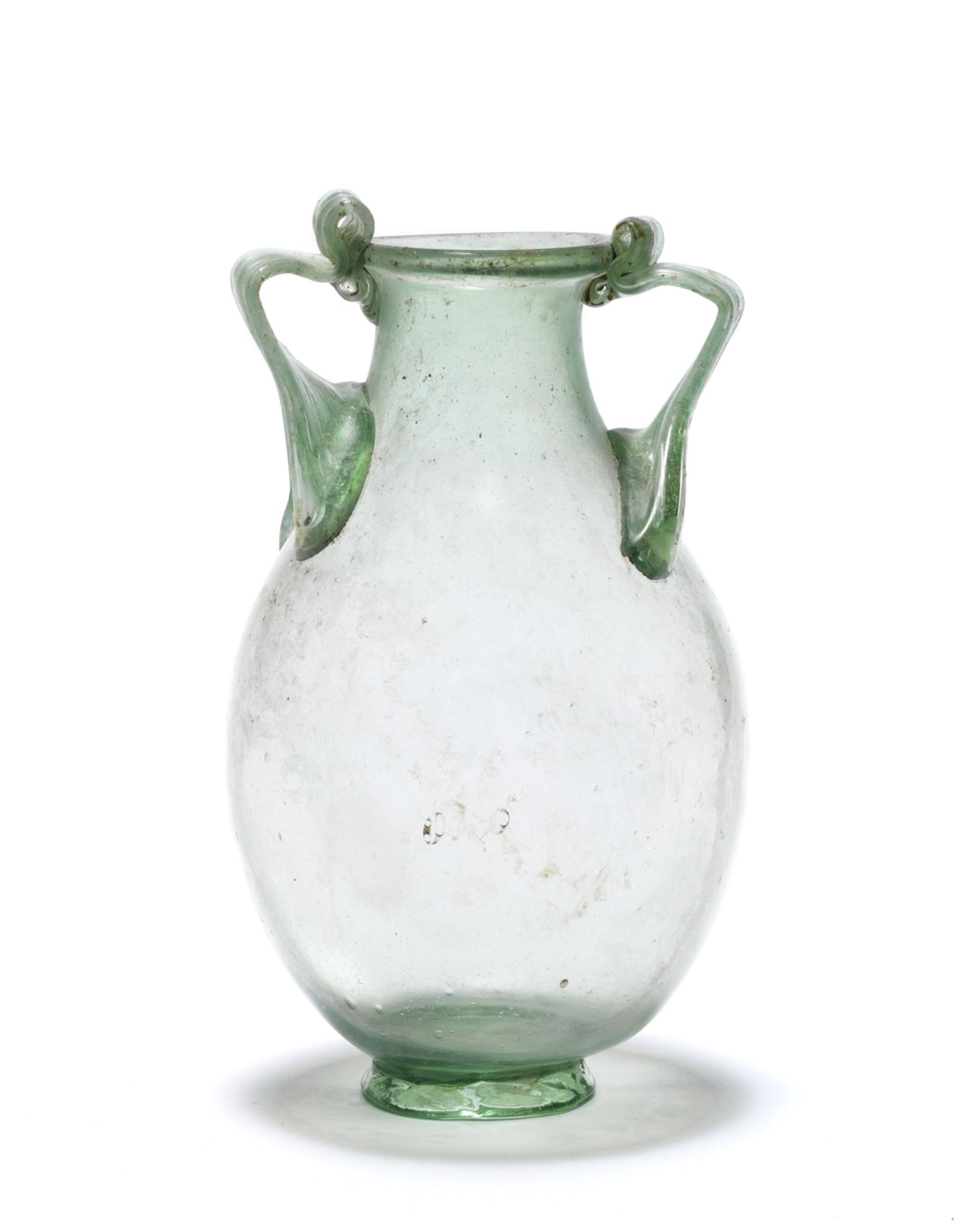 A Roman pale green glass amphora