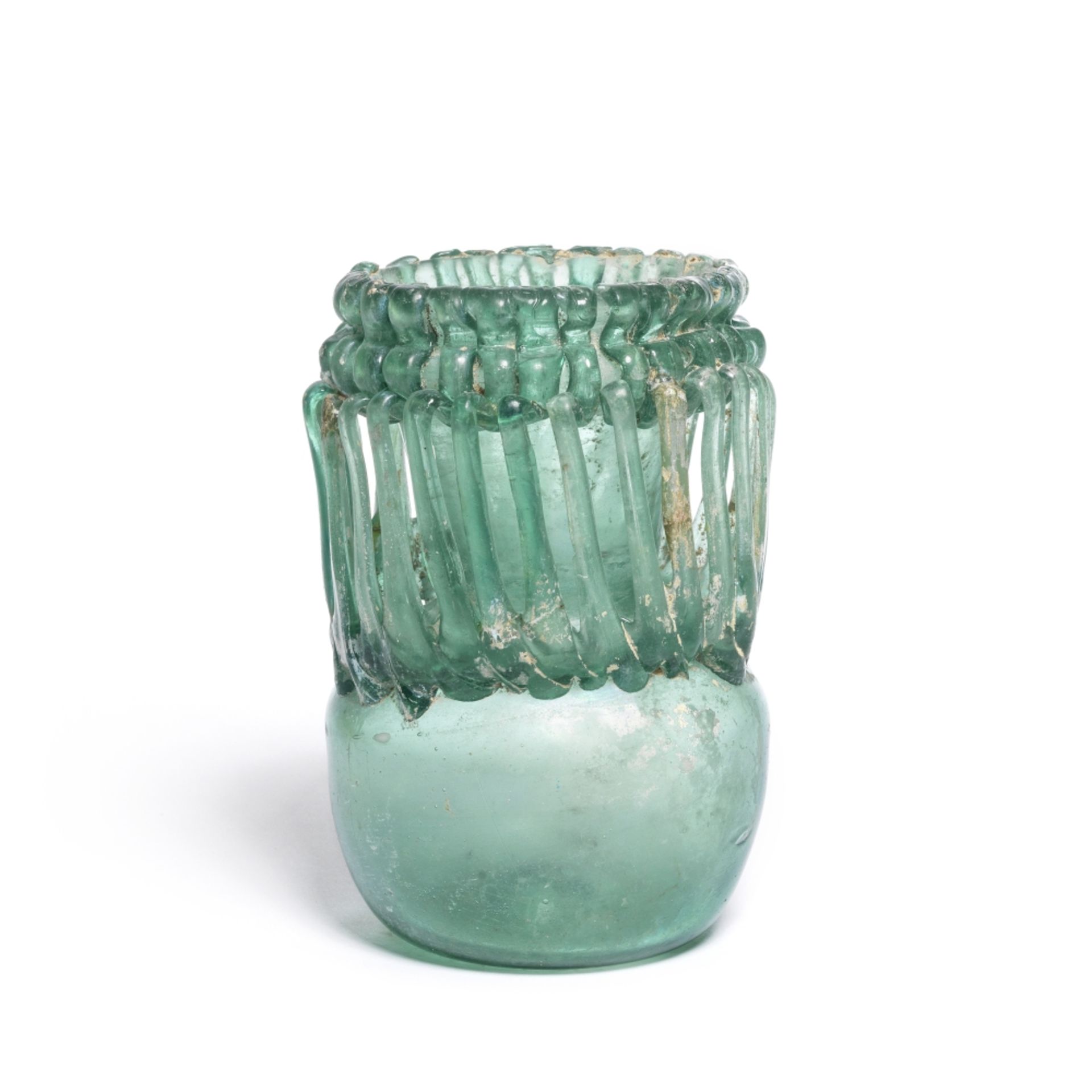 A late Roman - early Byzantine deep turquoise-green glass jar