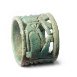 An Egyptian green glazed faience openwork ring