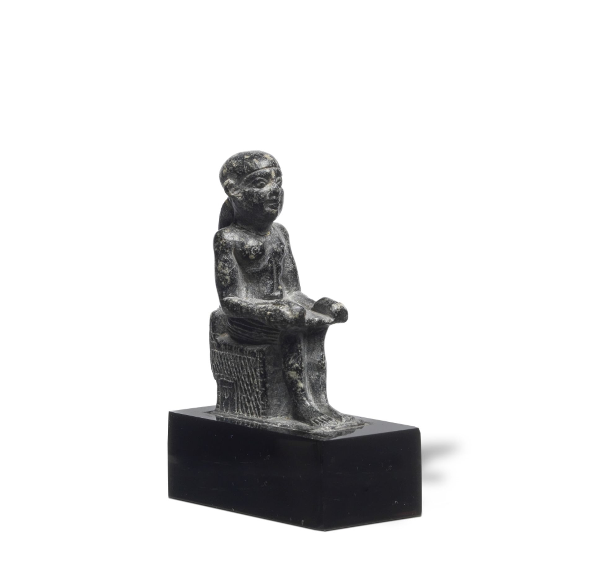An Egyptian black steatite figure of Imhotep