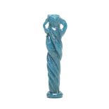 A Late Roman turquoise glass rod-formed balsamarium