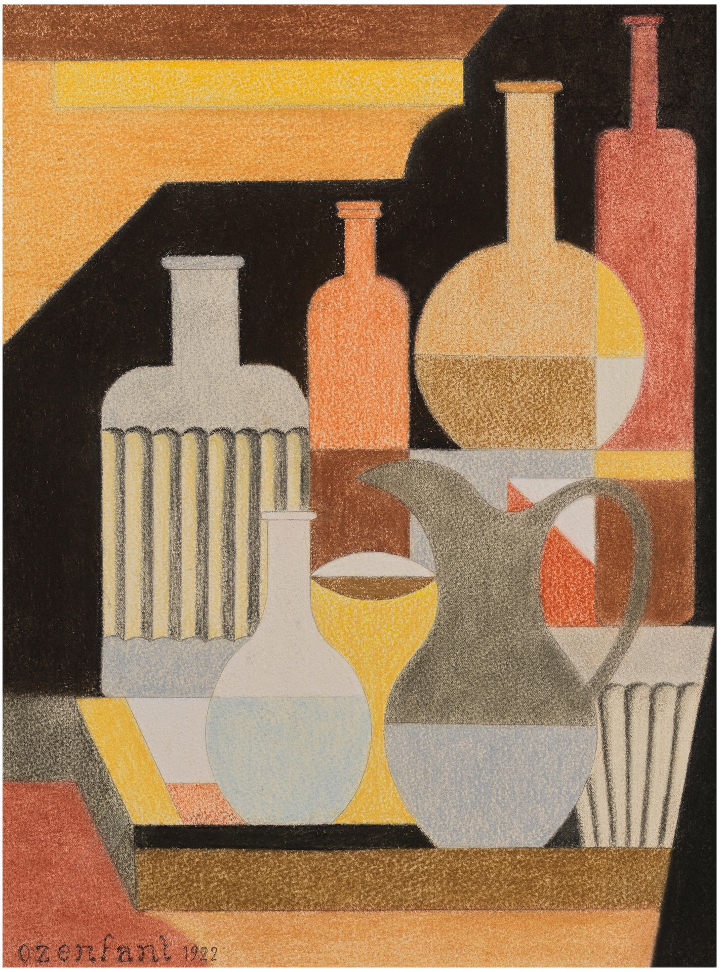 AMEDEE OZENFANT (1886-1966) Nature morte puriste - Verrerie et Architecture 1922