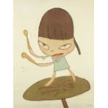 Yoshitomo Nara (Japanese, born 1960) Marching on a Butterbur Leaf Offset lithograph printed in co...