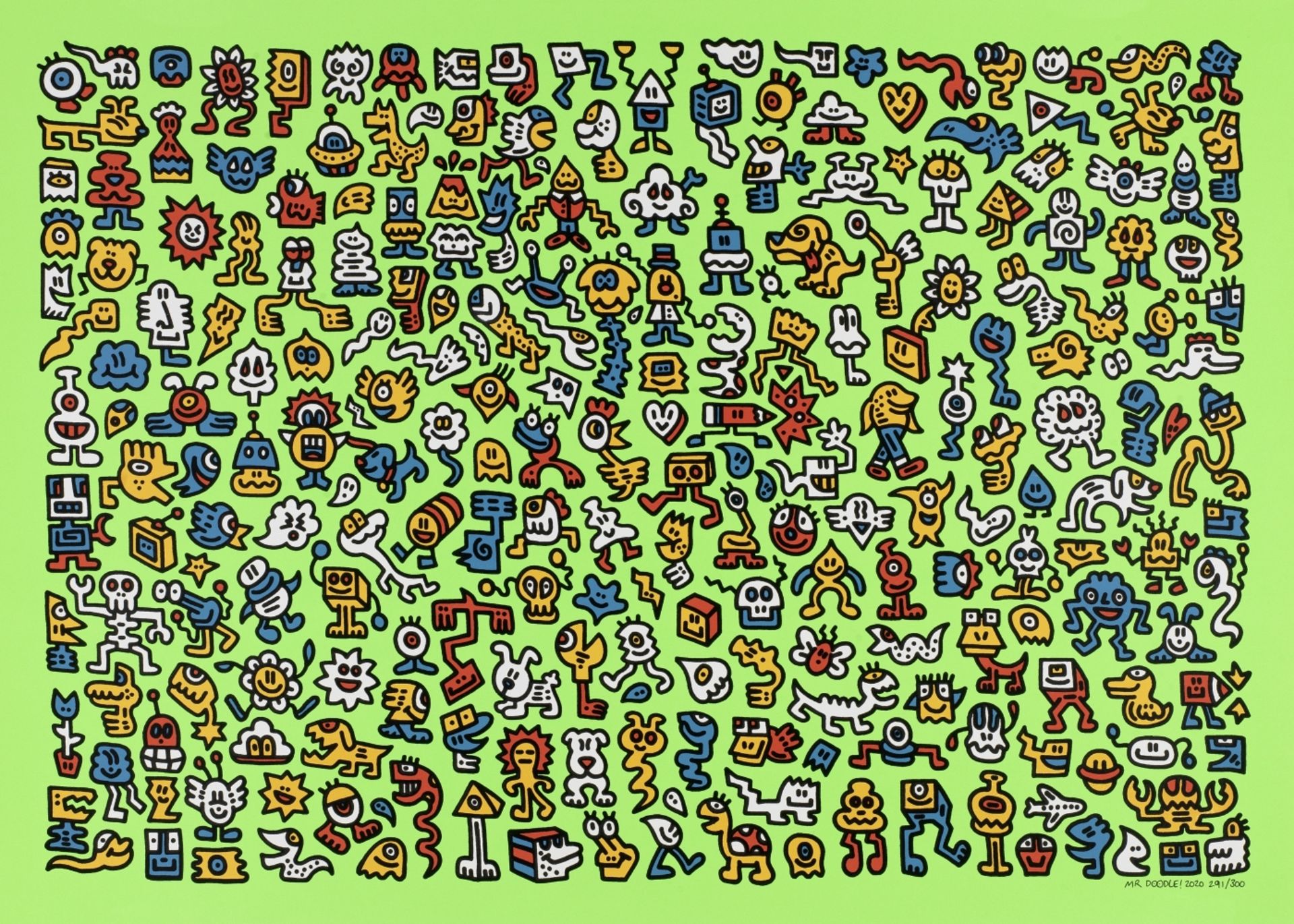 Mr Doodle (British, born 1994) Alien Town Screenprint in colours, 2020, on Somerset Satin, signed...