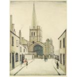 Laurence Stephen Lowry R.A. (British, 1887-1976) Burford Church; Crowd around a Cricket Sight Boa...