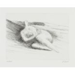 Henry Moore O.M., C.H. (British, 1898-1986) Curved Reclining Figure in Landscape I Etching and dr...