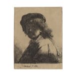 Rembrandt Harmensz. van Rijn (Dutch, 1606-1669) Self-Portrait in a Cap and Scarf with the Face da...