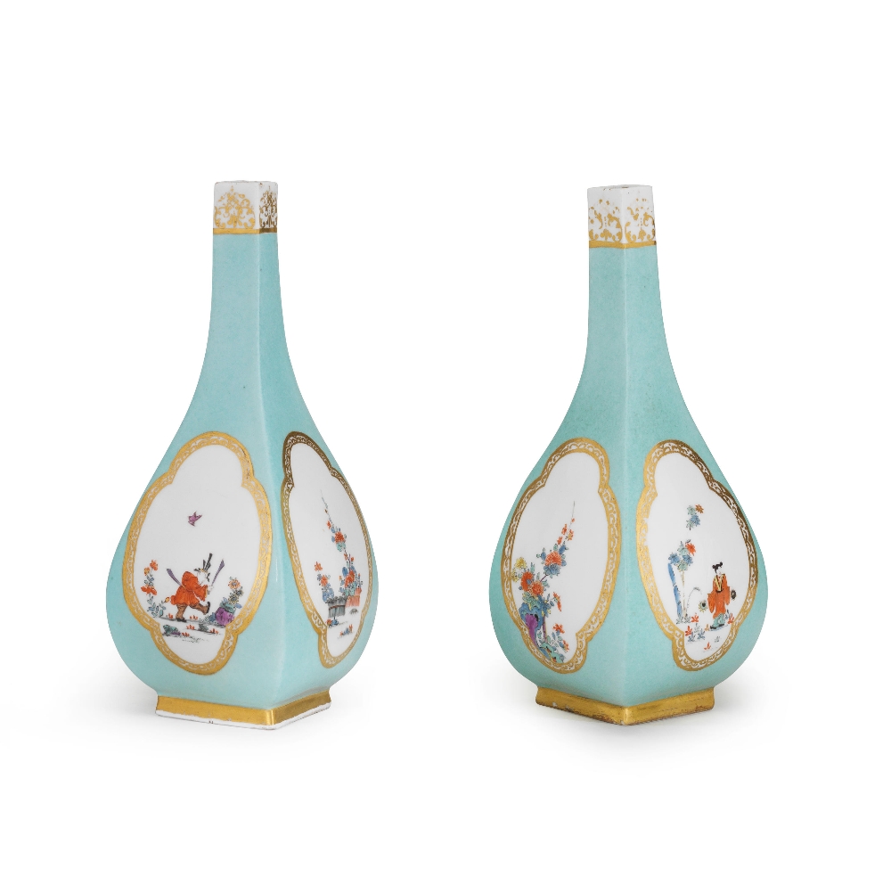 A pair of Meissen turquoise-ground sake bottles, circa 1733-34 - Image 9 of 9