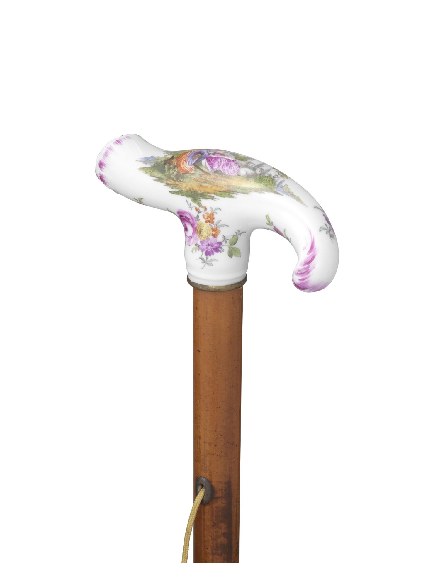 A Berlin porcelain cane handle, mid 18th century