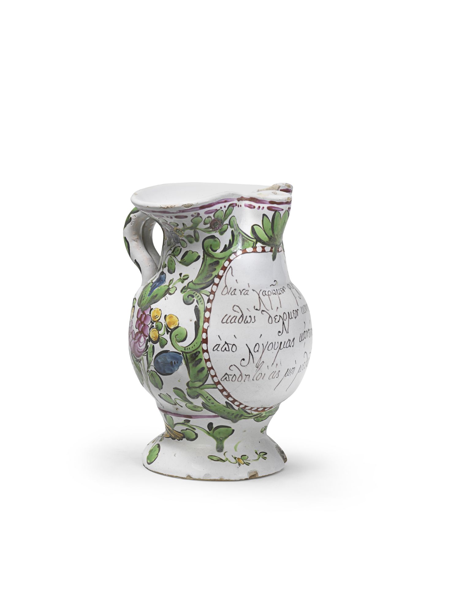 A Pesaro, Manifattura Ignazio Callegari, maiolica jug, first quarter 19th century