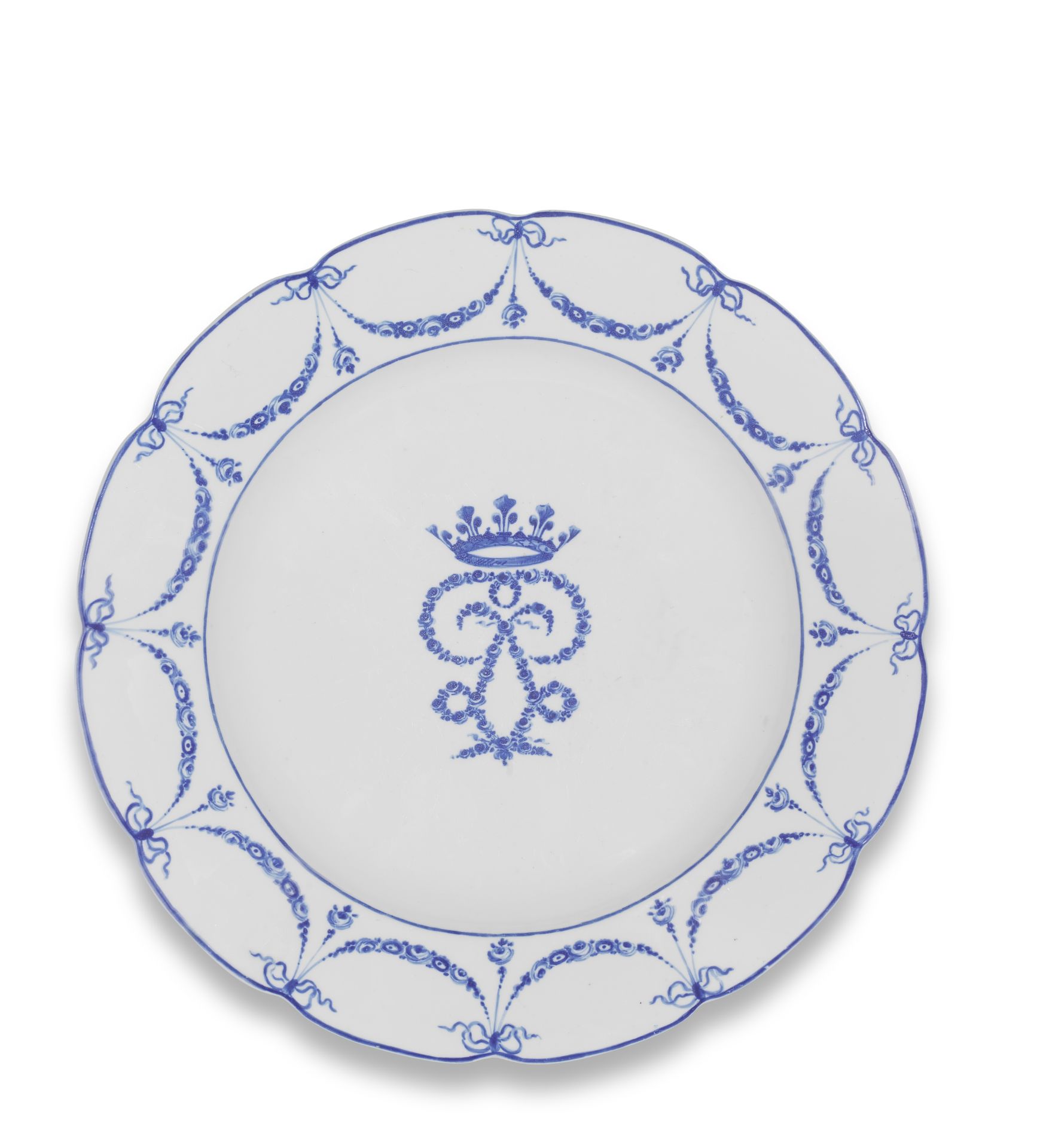 A Chantilly plate from the service made for Louis-Philippe, duc d'Orleans, for the ch&#226;teau a...