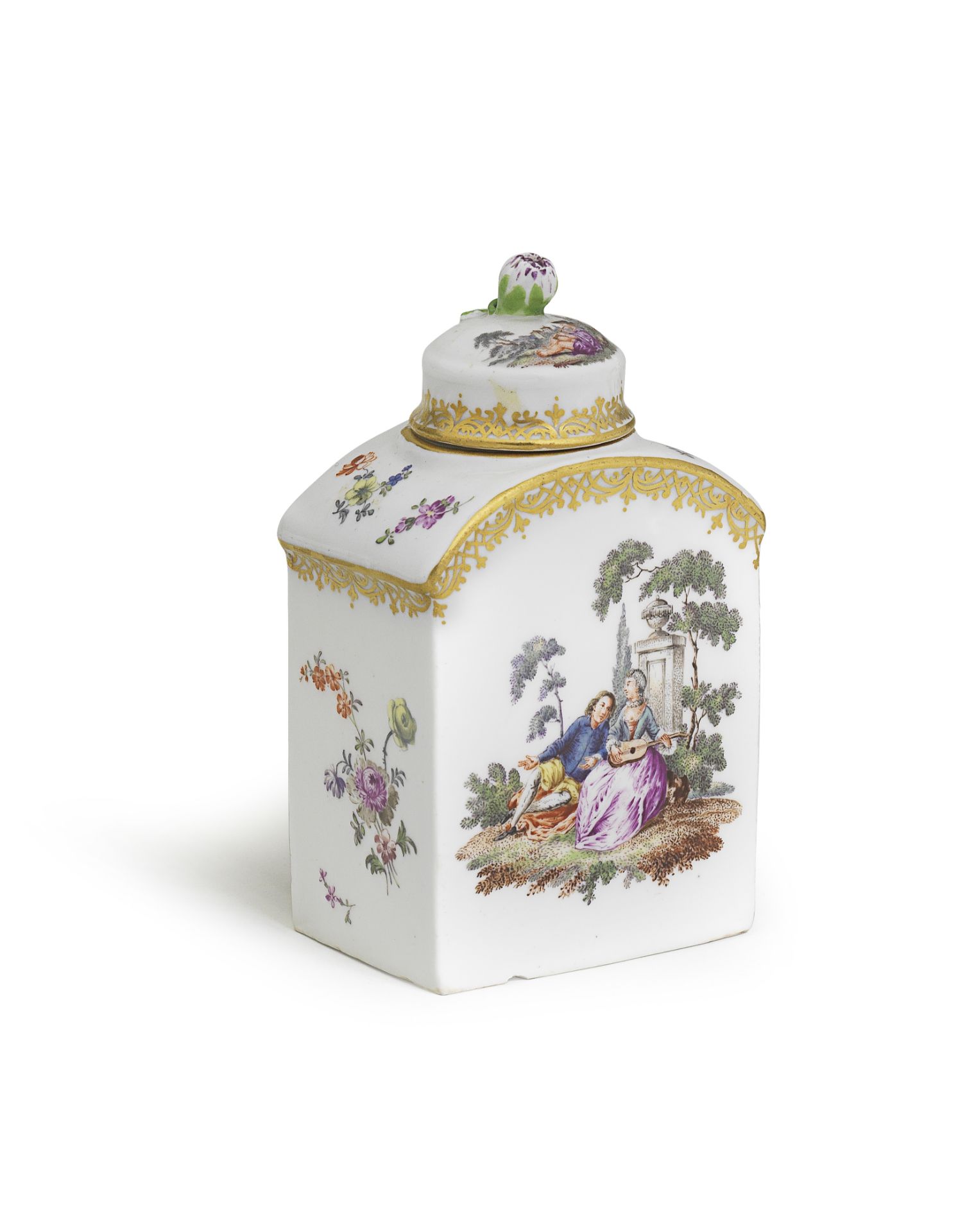 A Meissen rectangular tea canister and cover, circa 1763-74